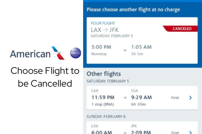 Cancel American Airlines Flight Online: Choose flight